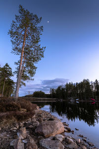 Scenic view of lake against clear sky