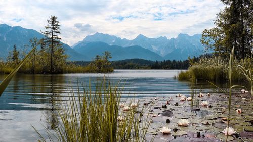 Scenic view of lake against sky