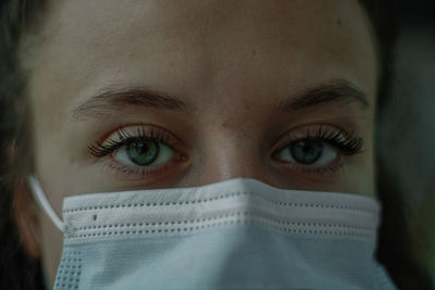 Close-up portrait of a serious young woman