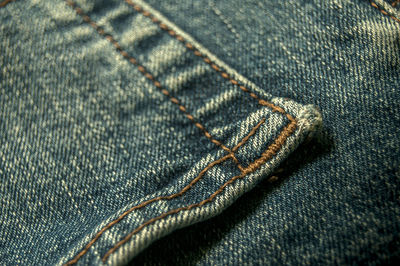 Full frame shot of blue jeans fabric