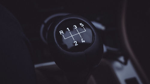 Close-up of car gearshift