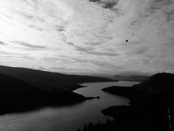 Scenic view of silhouette mountain against sky