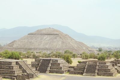 Built structure against mountain