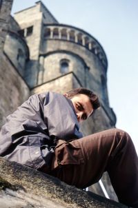 Low angle view of man outdoors