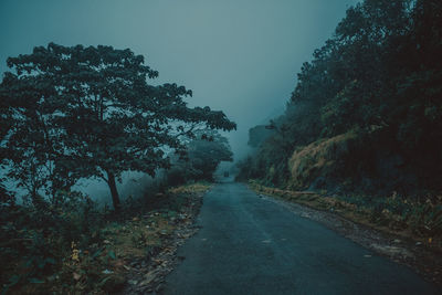 Road amidst trees against sky