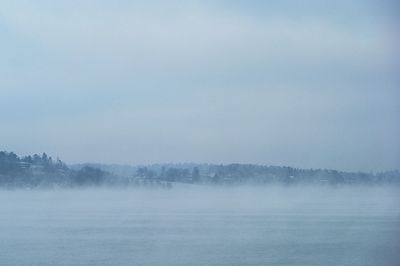 Scenic view of sea during foggy weather