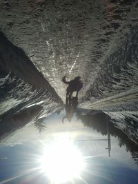 Silhouette of woman on sunny day