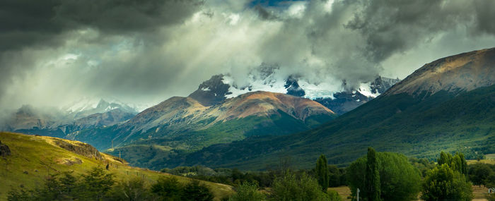 Panoramic view of mountains against sky