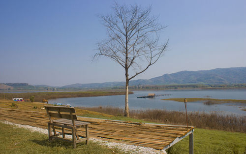 Scenic view of lake against clear sky