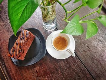 High angle view of coffee on table