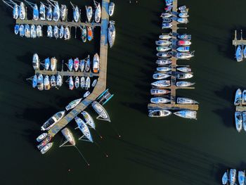 High angle view of crowd at night