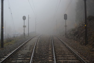 Railroad tracks against sky