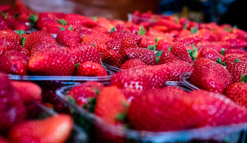 Close-up of strawberries for sale in market