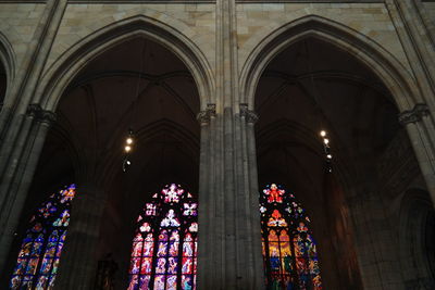 Low angle view of illuminated cathedral