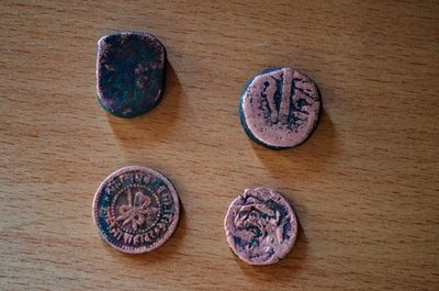 High angle view of bread on table