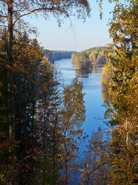 Scenic view of lake against sky during autumn