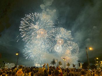 Firework display at night