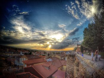 Panoramic view of beach against sky during sunset