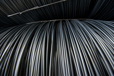 Full frame shot of metallic rolled up wires