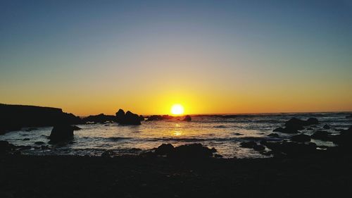 Scenic view of sunset over sea