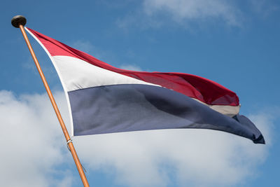 The netherlands. august 13, 2021. dutch flag, flapping in the wind.