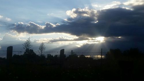 Silhouette of trees against cloudy sky