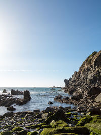 Scenic view of sea against clear sky