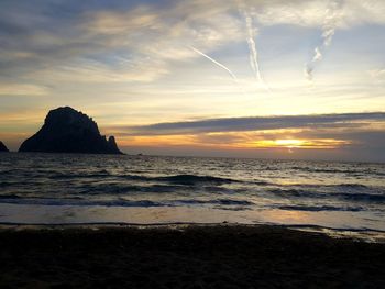 Scenic view of sea against sky during sunset