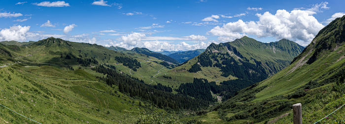 Panoramic view of landscape and mountains against sky