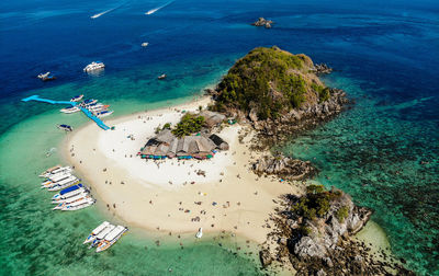 High angle view of beach by sea