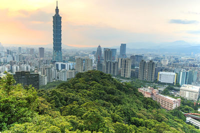 High angle shot of cityscape