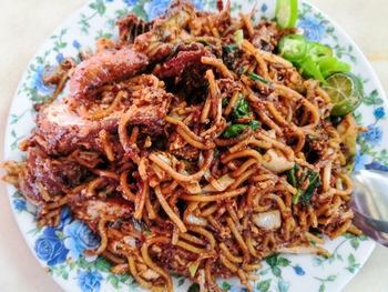 High angle view of meal served in plate