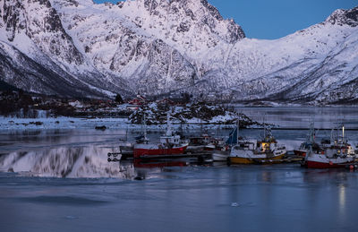 Scenic view of frozen lake against sky