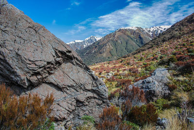 Scenic view of mountains against sky