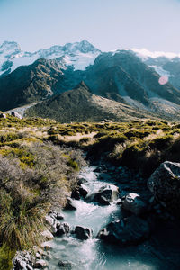 Scenic view of mountains against sky