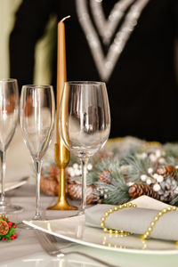 Close-up of wine glass on table