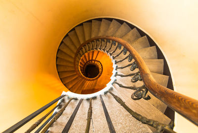 High angle view of spiral staircase