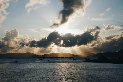 Panoramic view of sea against sky during sunset