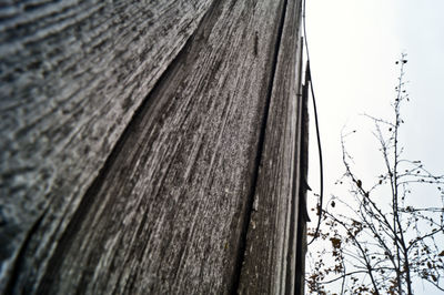 Low angle view of wooden wall