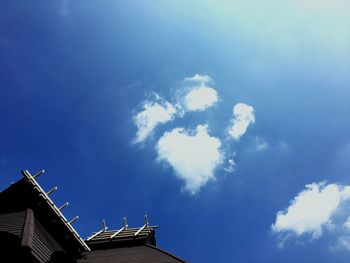 Low angle view of roof against sky