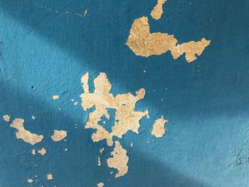 High angle view of peeled wall