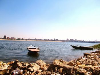 Scenic view of sea against clear sky