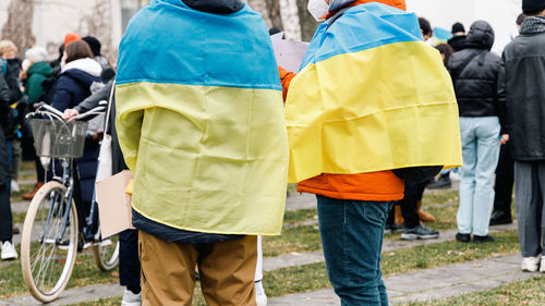 Ukrainian flags at the anti-war demonstration in berlin