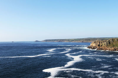 Scenic view of sea against clear sky