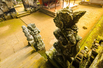 High angle view of statue