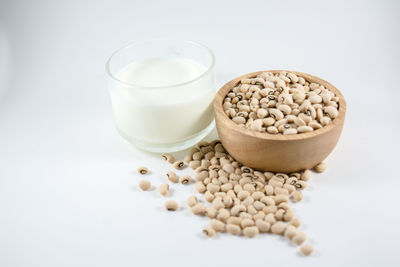 High angle view of coffee on table against white background