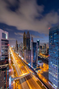 Aerial view of shaikh zayed road dubai early morning