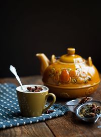 Close-up of tea served on table