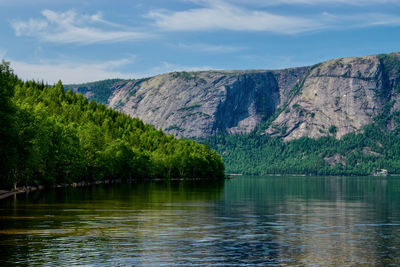 Ripples along the beach of a mountain lake 