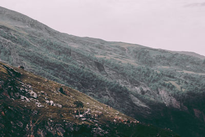 Scenic view of mountains against clear sky
